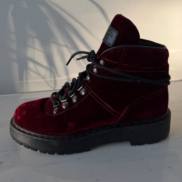 prada burgundy velvet hiker boots🥀 - Picture 4 of 13